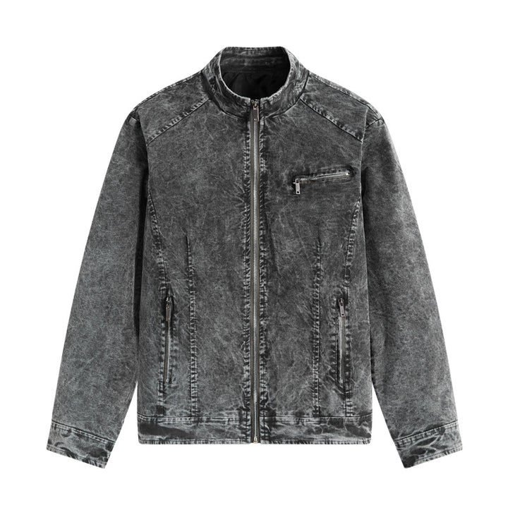 Herren Modische Jeansjacke mit praktischen Reißverschlusstaschen Echoarchiv
