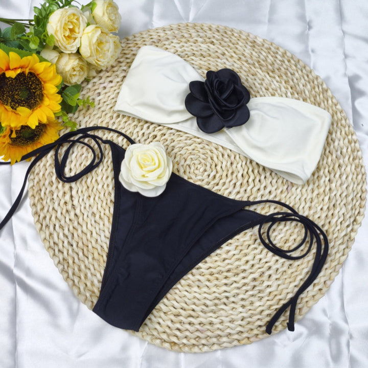 Damen Bikini mit floralem Detail und elastischen Trägern Echo Archiv