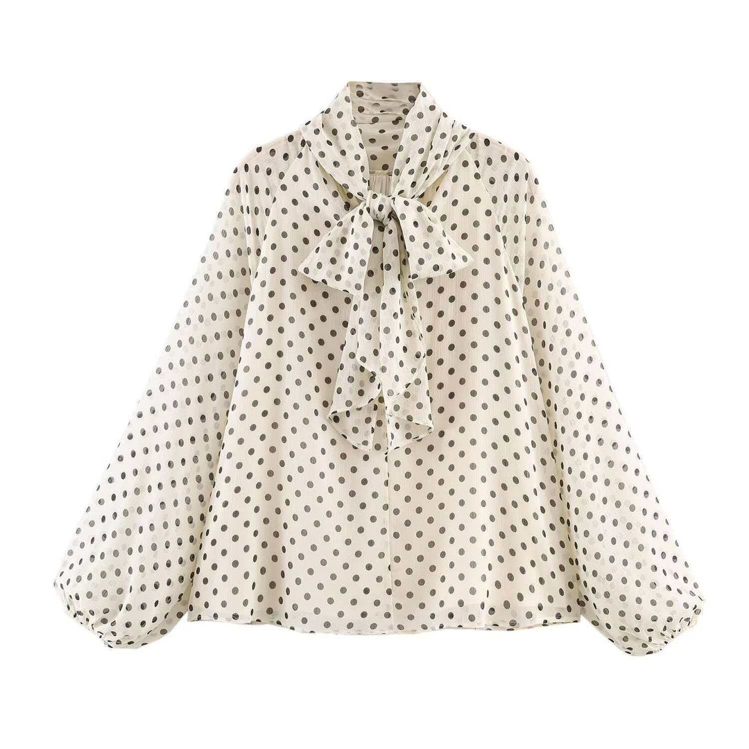 Damen Chiffonbluse mit Schleifenkragen und Ballonärmeln Echo Archiv