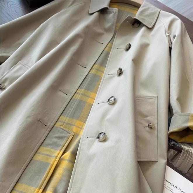 Damen Eleganter Trenchcoat mit doppelter Knopfleiste aus hochwertigem Material Echoarchiv
