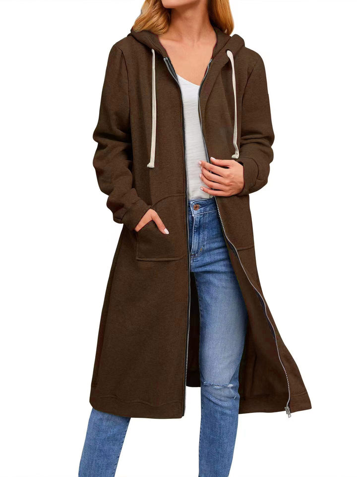Damen Long Hoodie-Jacke aus bequemen SwEchoarchivtmaterial mit Taschen Echoarchiv