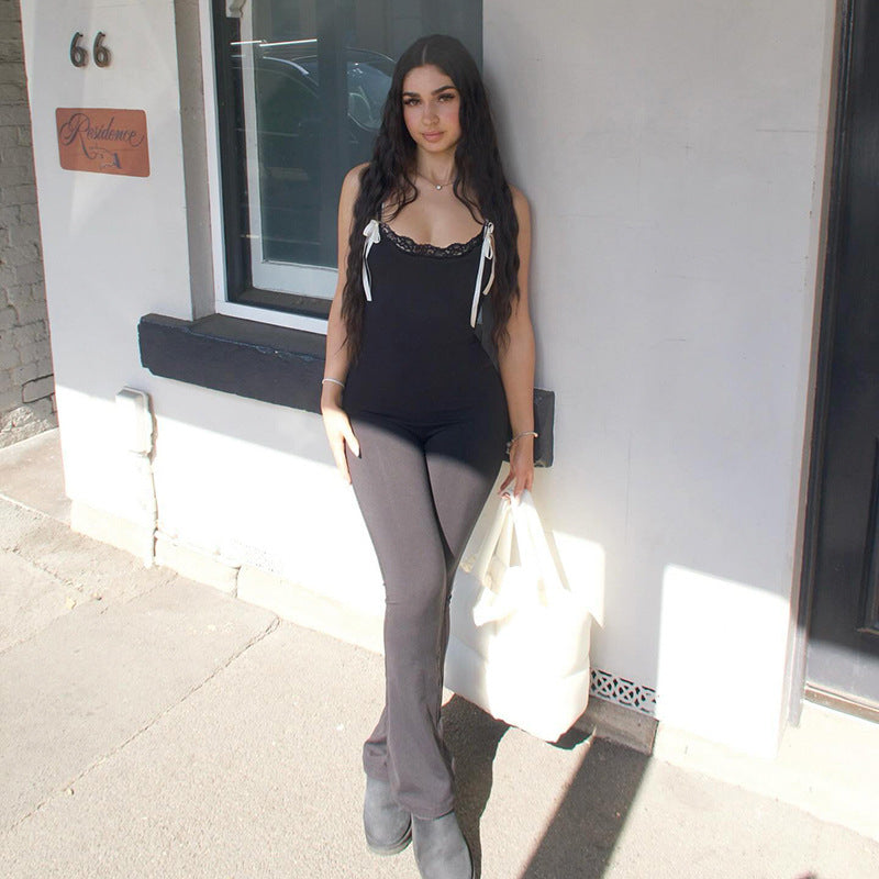 Damen Jumpsuit mit Spitze und verstellbaren Trägern Echo Archiv