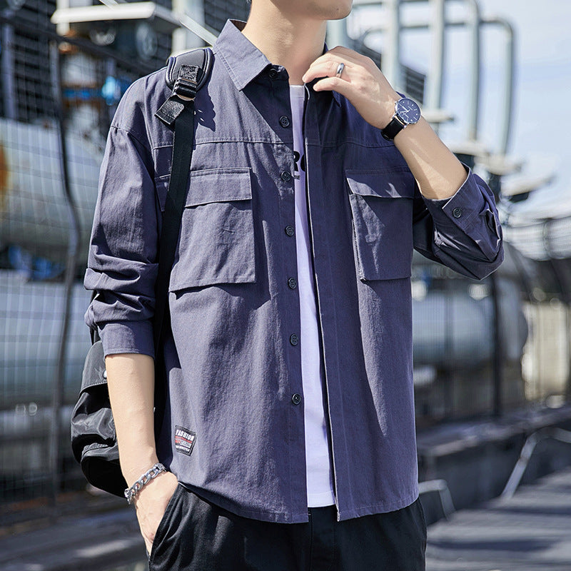 Herren Overshirt im Utility-Canvas-Look mit Brustpattentaschen und geradem Schnitt Echoarchiv