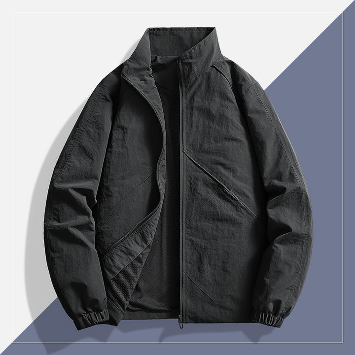 Herren Leichte technische Windjacke mit Mesh-Innenfutter, Stehkragen und elastischen Bündchen Echo Archiv