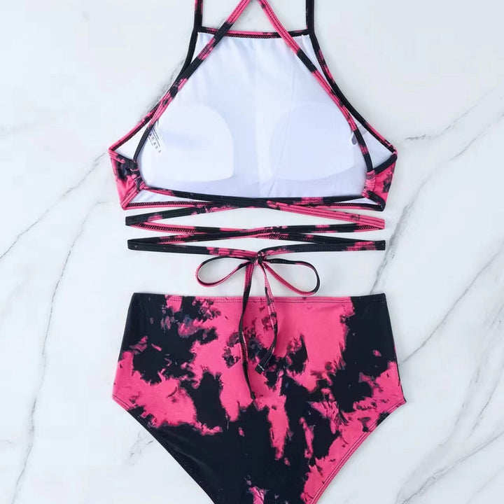 Damen Hochgeschlossener Bikini mit kreativer Tierfleckenmusterung Echo Archiv