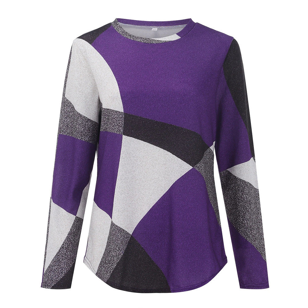 Damen nan Langarmshirt mit grafischem Print, Rundhalsausschnitt und geschwungenem Saum Echo Archiv