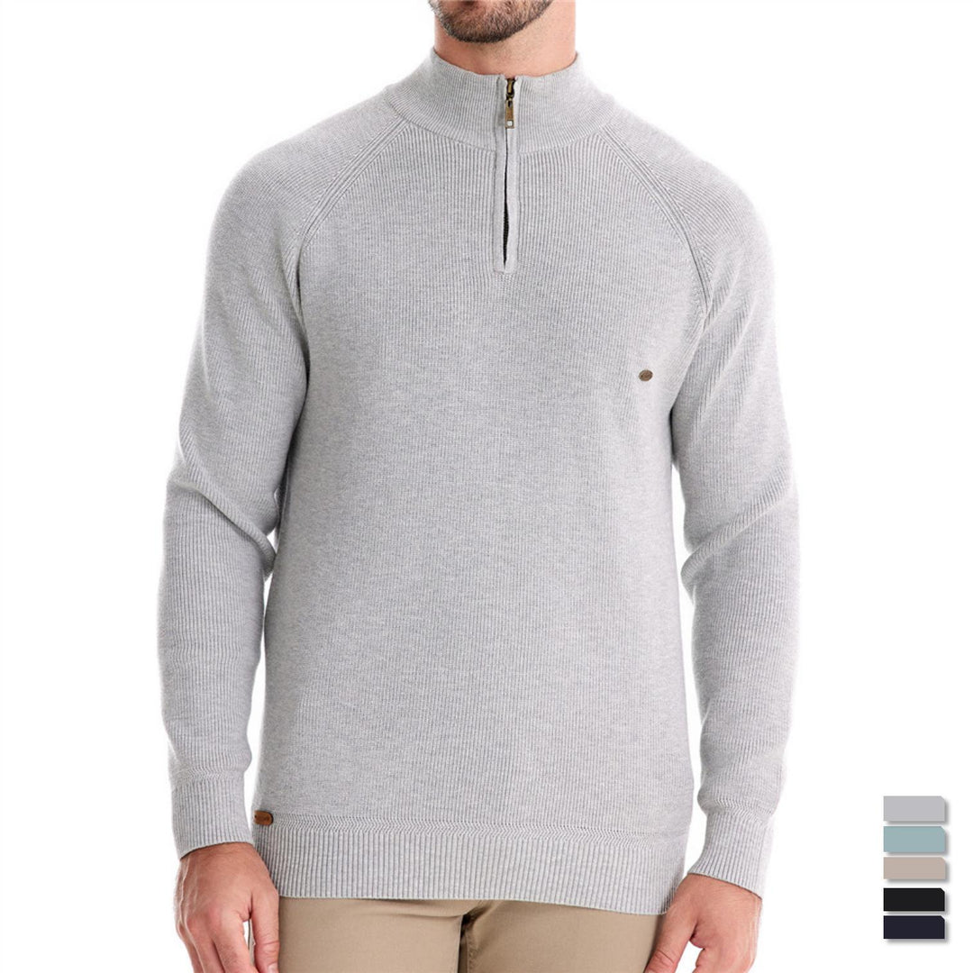 Herren Strickpullover mit halbem Reißverschluss und sportlichen Details Echoarchiv