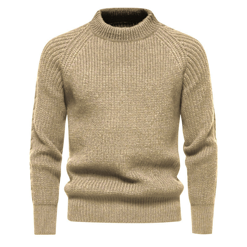 Herren Grobstruktur-Mockneck-Pullover mit verstärktem Rippenbund und Raglanärmeln Echo Archiv