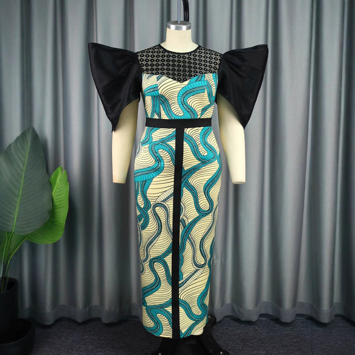 Damen Elegant designendes Maxikleid mit auffälligen Puffärmeln Echo Archiv