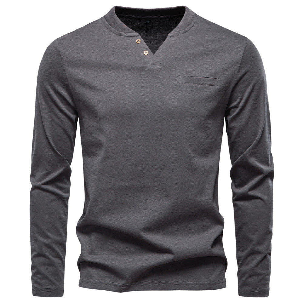 Herren Langarmshirt mit Henley-Kragen und praktischem Knopfdetail Echoarchiv