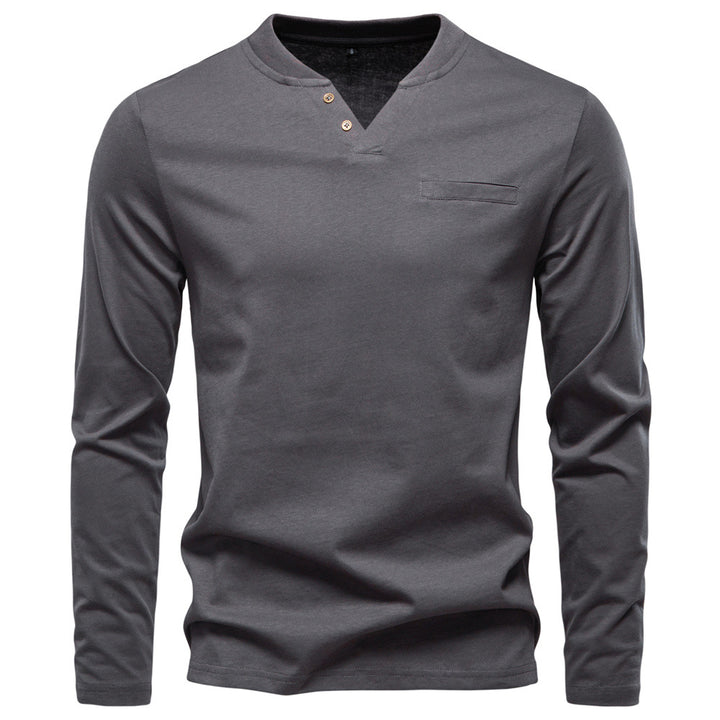 Herren Langarmshirt mit Henley-Kragen und praktischem Knopfdetail Echoarchiv
