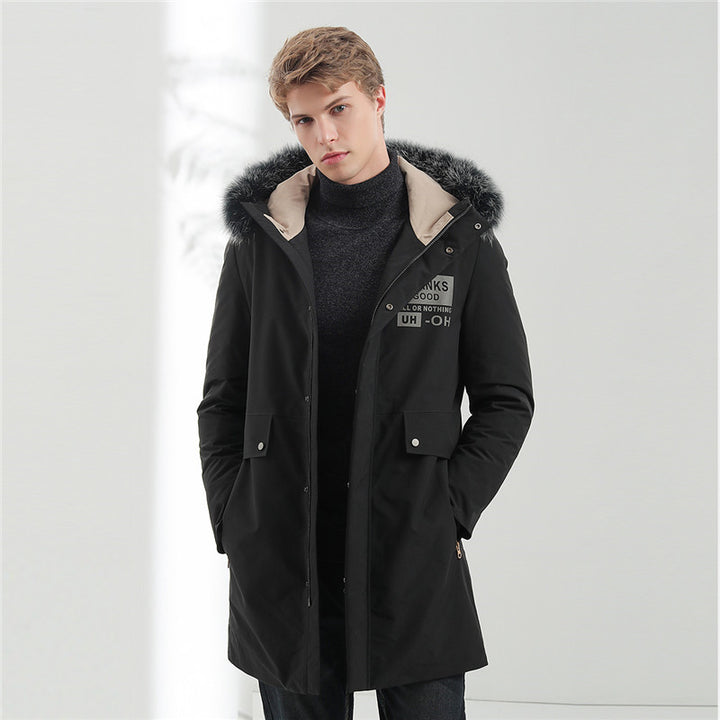 Herren Urbaner Winterparka mit abnehmbarer Kunstfellkapuze, thermoisolierender Steppfutterlage und verdecktem Reißverschluss Echoarchiv