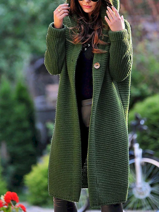 Damen Kapuzen-Strickmantel mit Oversize-Schnitt und Knopfleiste Echo Archiv