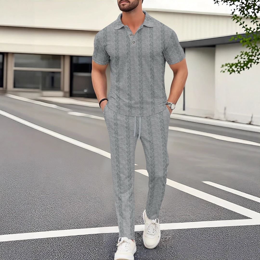 Herren modisches Polo- und Jogger-Set mit strukturiertem Design Echoarchiv