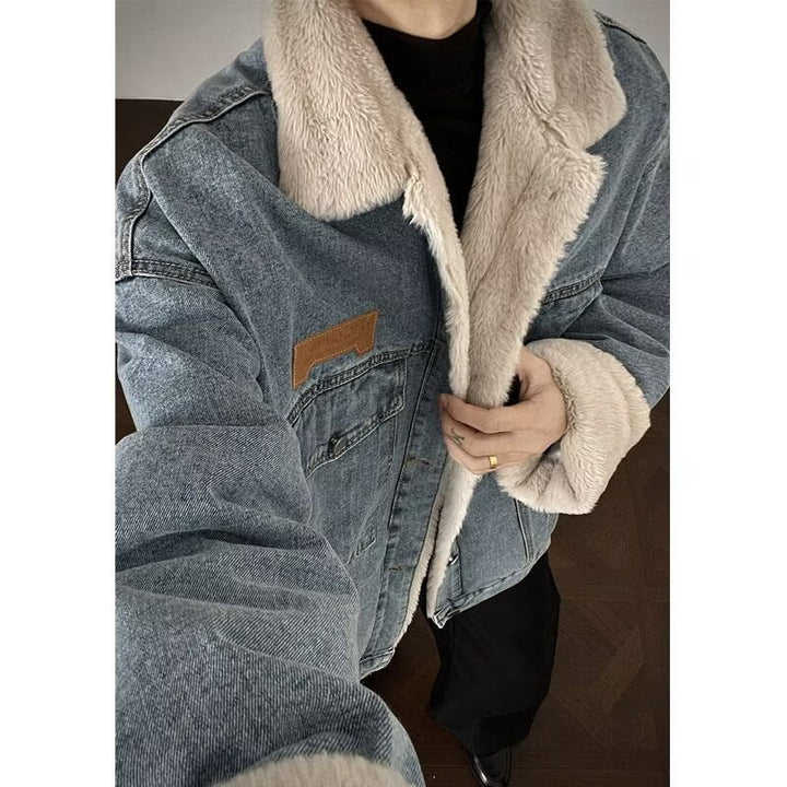 Herren Denim-Jacke mit Kunstfellkragen Echo Archiv