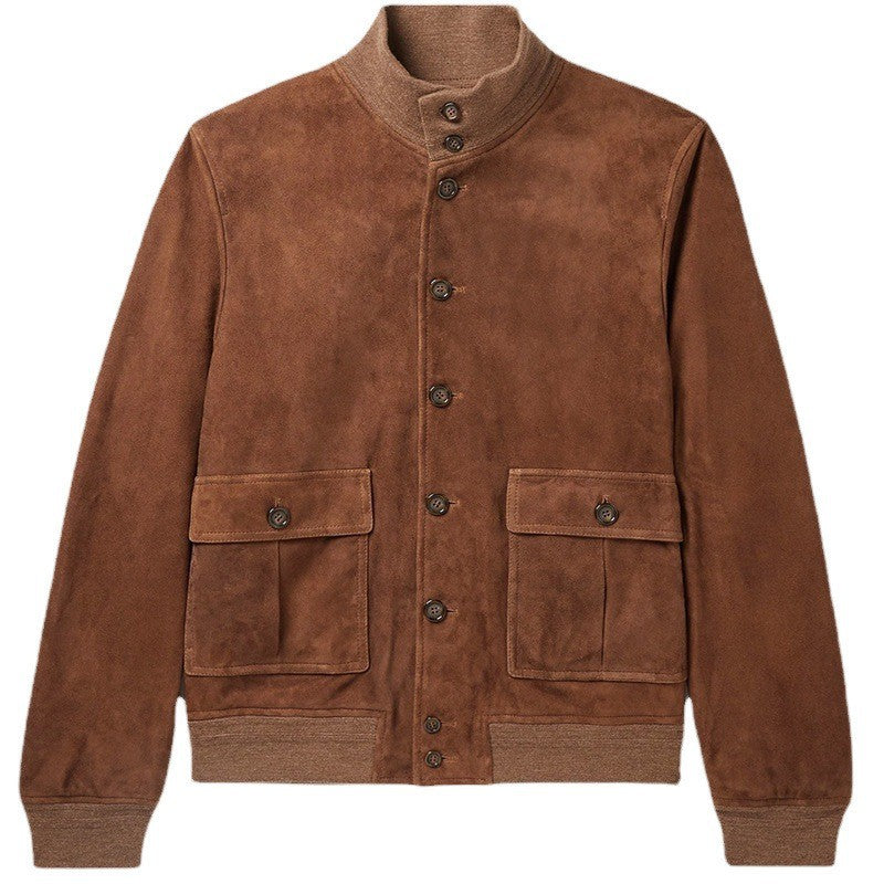 Herren Wildlederjacke mit praktischen Taschen und modernem Kragen Echoarchiv