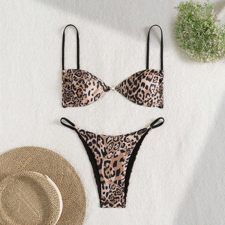 Damen Leopardenmuster Bikini-Set mit verstellbaren Trägern Echo Archiv