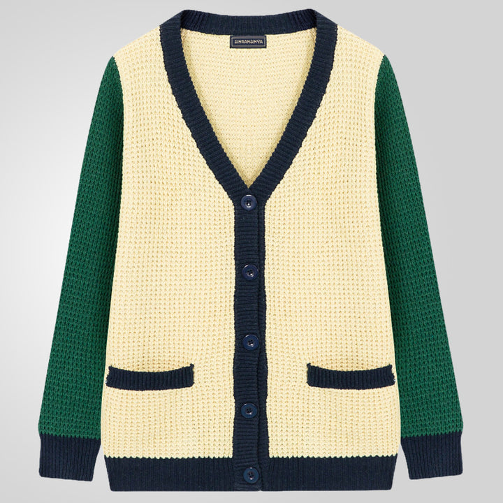 Herren Strickjacke mit Kontrastfarben und praktischen Taschen Echoarchiv