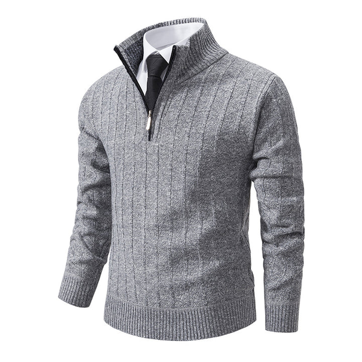 Herren Strickpullover mit hochabschließendem Kragen und Reißverschluss Taschen Echoarchiv