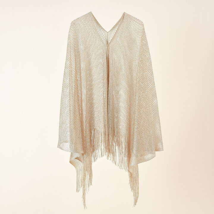 Damen Feinstrick-Mesh-Stola mit Metallic-Glanz und langen Fransen Echo Archiv