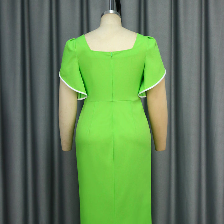 Damen Elegantes Maxikleid mit asymmetrischem Schlitz und Rüschendetails Echo Archiv
