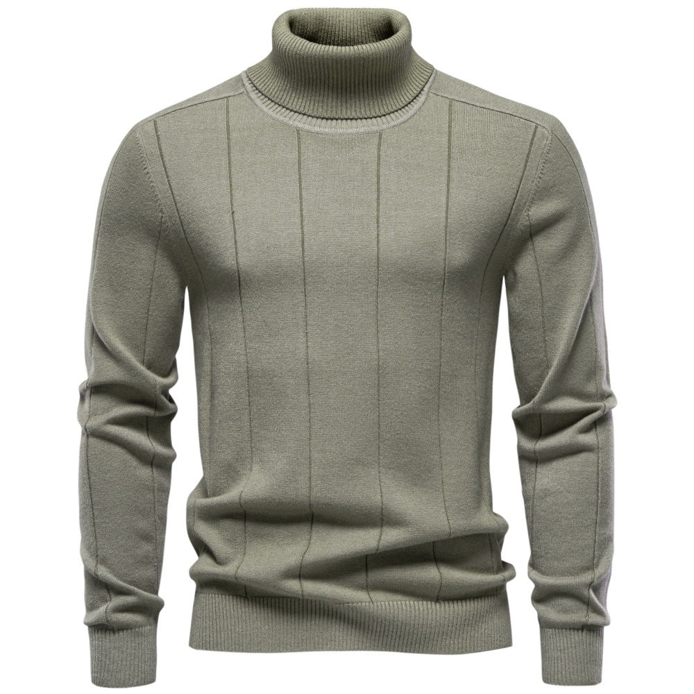 Herren Rollkragenpullover aus hochwertigem Feinstrick mit vertikaler Strukturnaht Echoarchiv