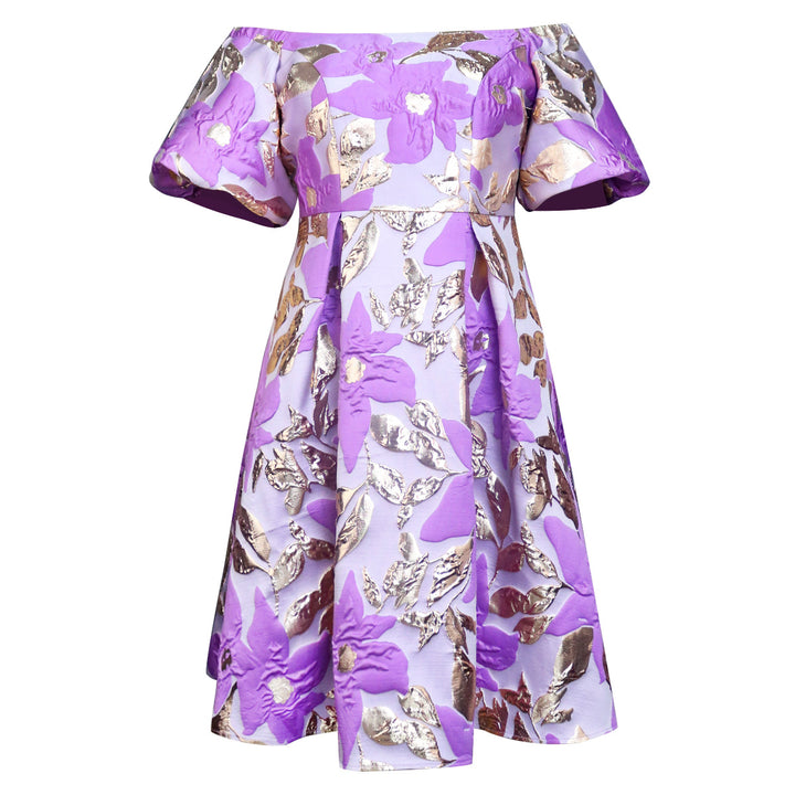 Damen Off-Shoulder Kleid mit floralen Präge-Details Echo Archiv