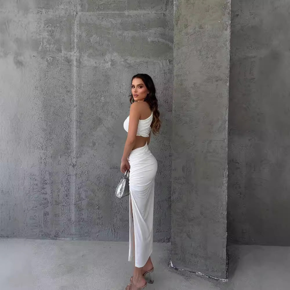 Damen Asymmetrisches Maxikleid mit Cut-Out-Details und raffinierten Rüschendetails Echo Archiv