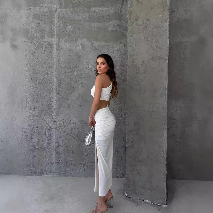 Damen Asymmetrisches Maxikleid mit Cut-Out-Details und raffinierten Rüschendetails Echo Archiv