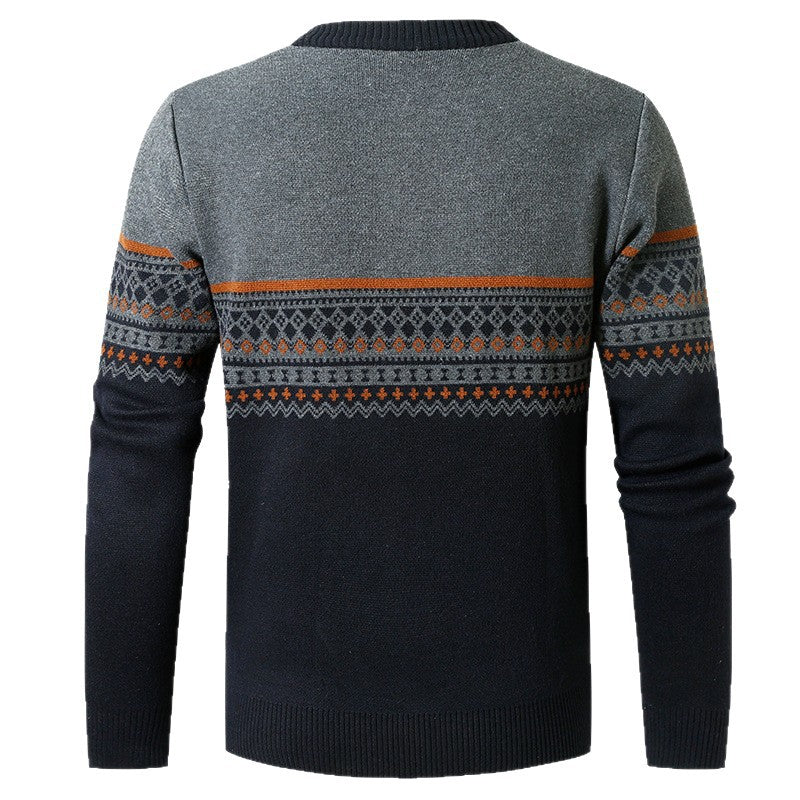 Herren Pullover mit modernem Reißverschluss und geometrischem Muster Echoarchiv