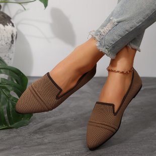 Damen  elegante flache Slipper-Loafer mit spitzer Zehenpartie Strickoptik und gepolsterter Innensohle Echo Archiv