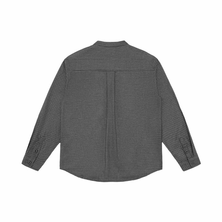Unisex Oversize-Hemdjacke mit Stehkragen, Glencheckmuster und gerundetem Saum Echoarchiv