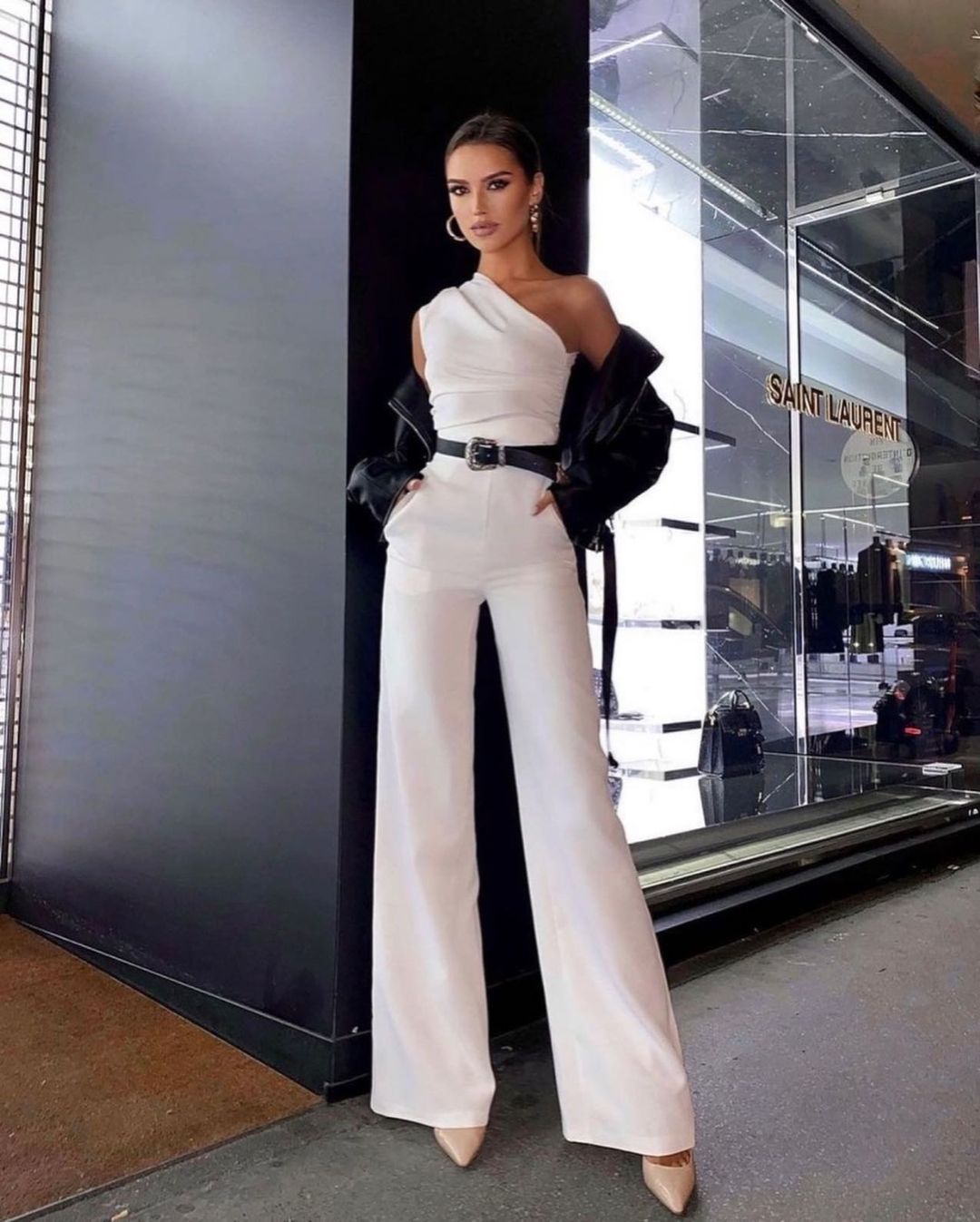 Damen One-Shoulder Jumpsuit mit weitem Bein Echo Archiv