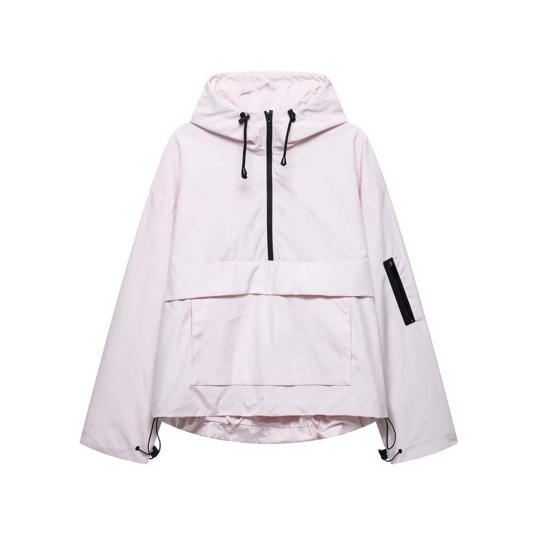 Unisex nan technischer Windbreaker Anorak mit halbhohem Reißverschluss Kapuze und Kängurutasche Echo Archiv
