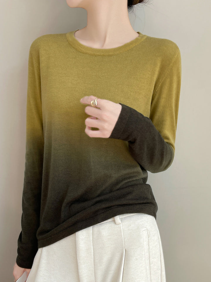 Damen Leichter Verlauf-Feinstrickpullover mit Rundhalsausschnitt und lockerer Passform Echoarchiv