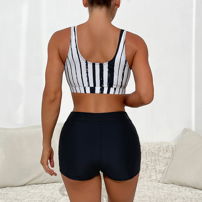 Damen Sportliches Crop-Top mit gestreiftem Design Echo Archiv