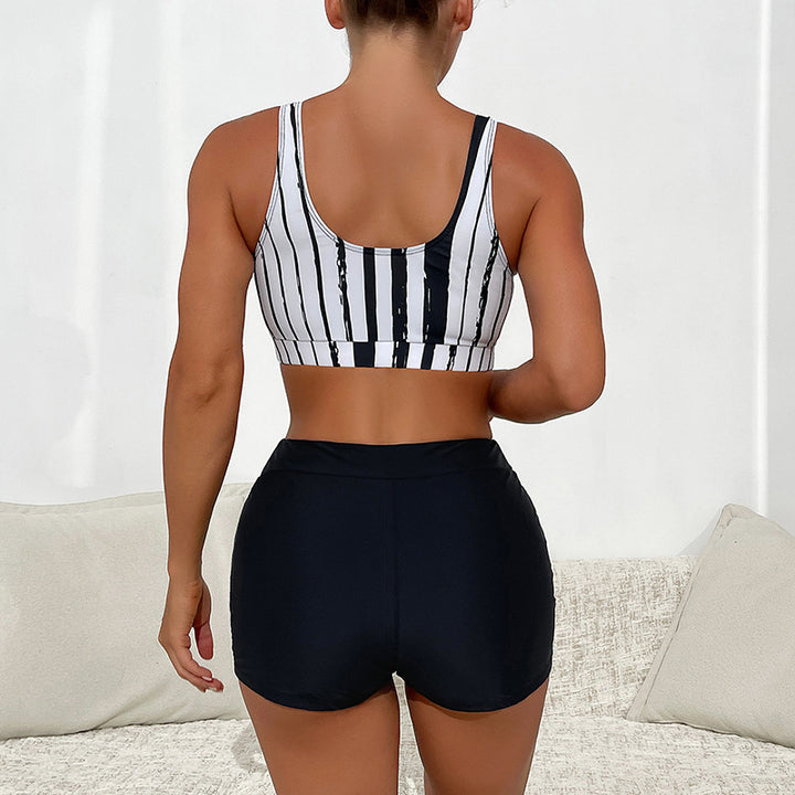 Damen Sportliches Crop-Top mit gestreiftem Design Echo Archiv