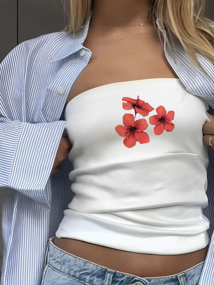 Damen Bandeau-Top mit auffälligem Statement-Aufdruck Echo Archiv
