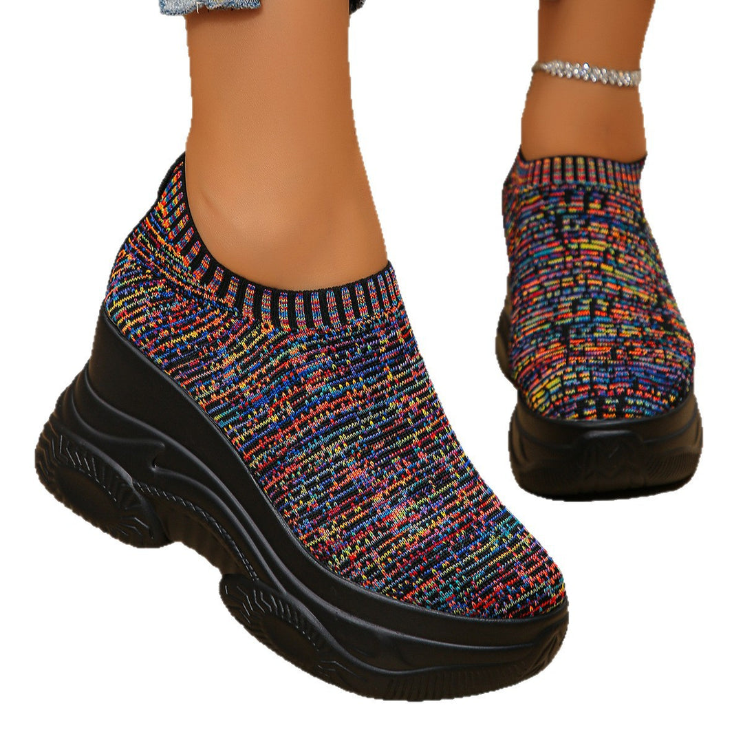 Damen Strick‑Sock‑Sneaker mit hohem Plateau und rutschfester Profilsohle – Névara