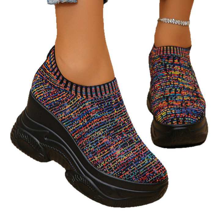Damen Strick‑Sock‑Sneaker mit hohem Plateau und rutschfester Profilsohle – Névara