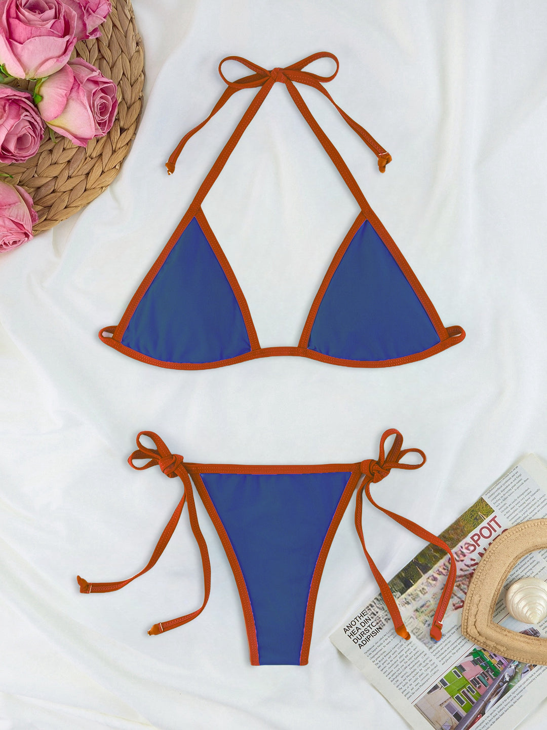 Damen Triangel-Bikini-Set mit individuell anpassbarem Kordelzug Echo Archiv