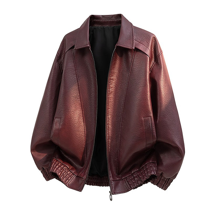 Herren Elegante Kunstlederjacke mit weitem Schnitt – Taviero