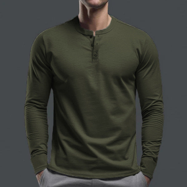 Herren nan schlank geschnittenes Langarmshirt mit verdeckter Knopfleiste aus Baumwollstretch und elastischen Bündchen Echo Archiv