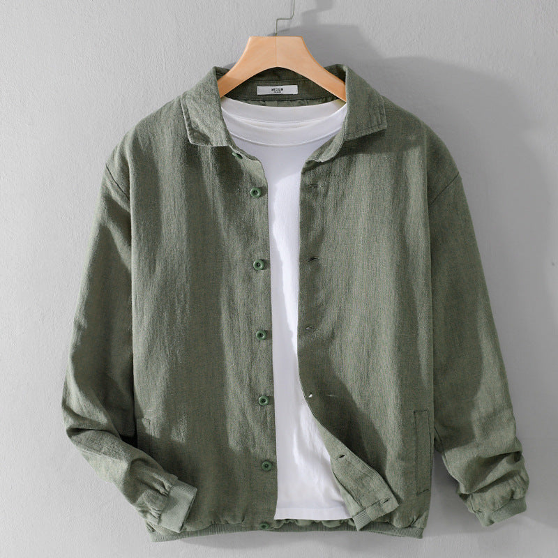 Herren Leichte Leinen-Hemdjacke mit Knopfleiste und Relaxed Fit Echoarchiv
