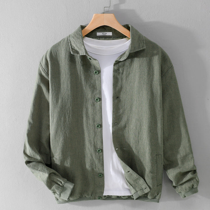 Herren Leichte Leinen-Hemdjacke mit Knopfleiste und Relaxed Fit Echoarchiv