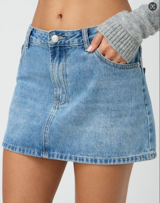 Damen Denim-Minirock mit modischen Taschen und klassischem Schnitt Echo Archiv