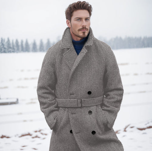 Herren eleganter Dufflecoat mit modernen Details und praktischen Taschen Echoarchiv