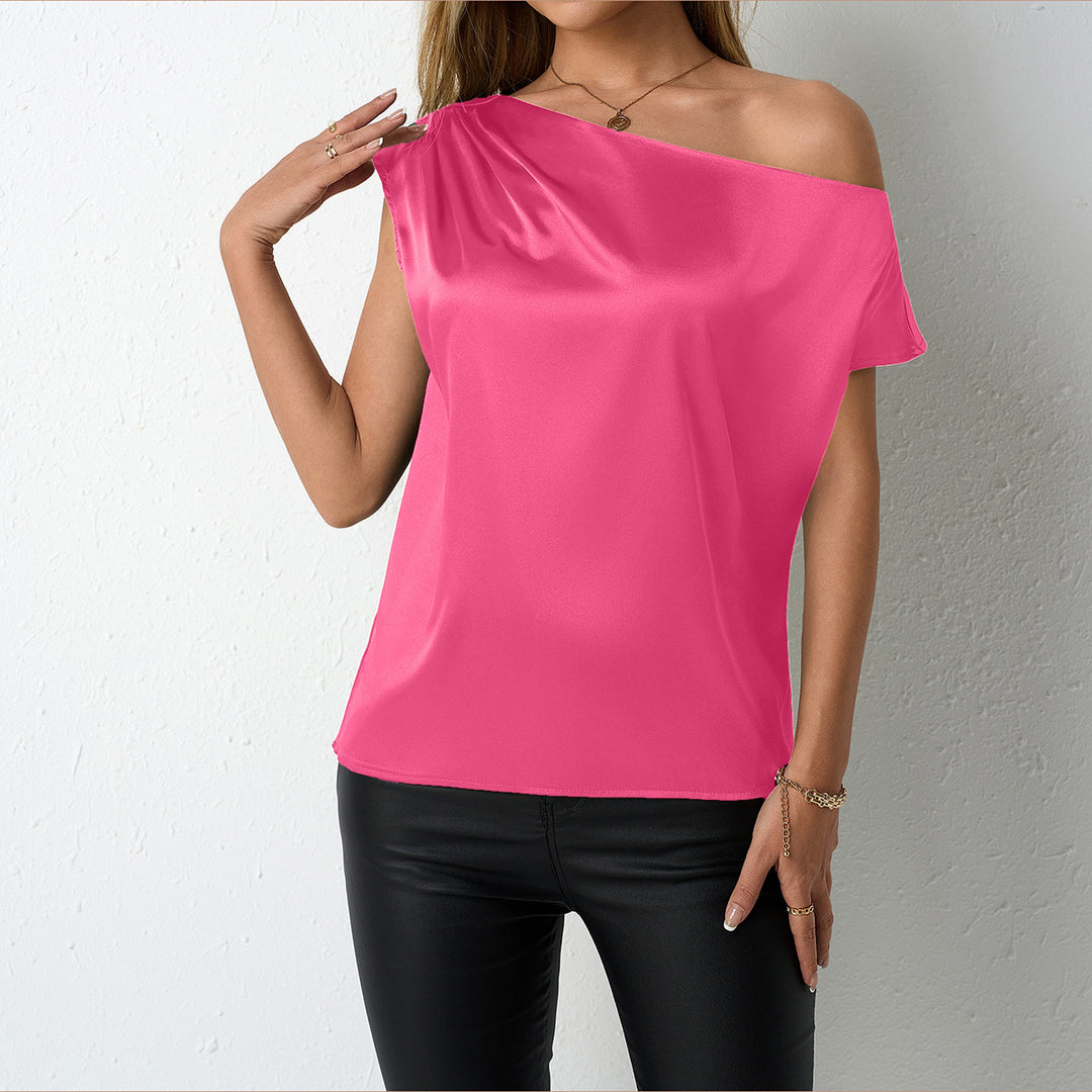 Damen elegante, schulterfreie Satinbluse mit fließendem Schnitt Echo Archiv