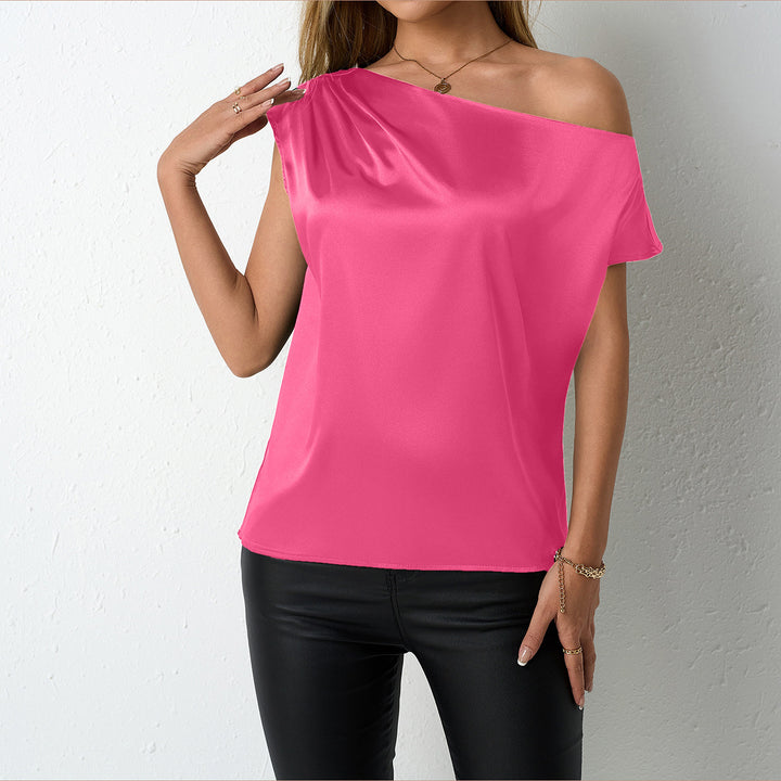 Damen elegante, schulterfreie Satinbluse mit fließendem Schnitt Echo Archiv