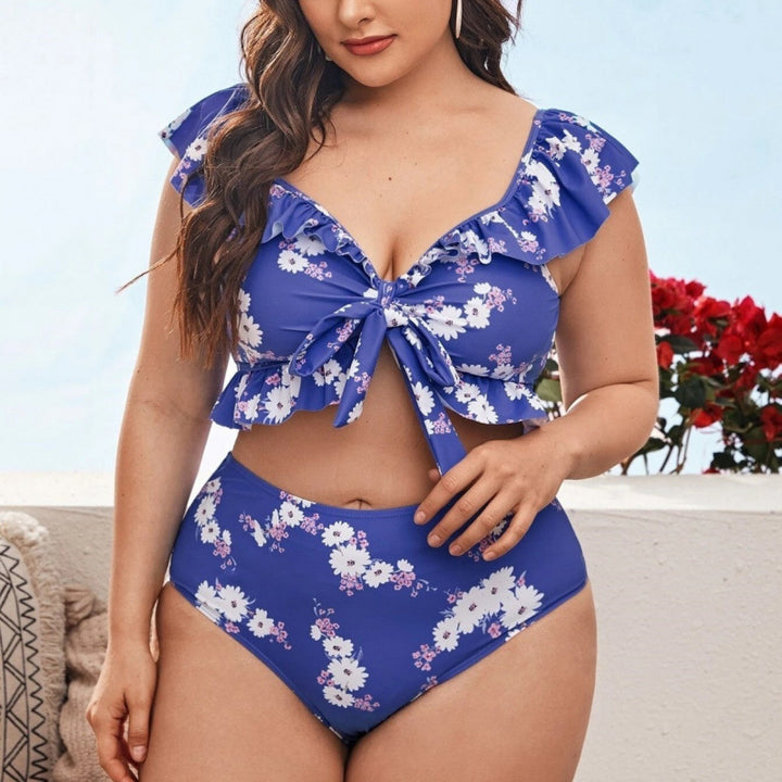 Damen Bikini-Set mit verspieltem Rüschendesign und floralem Muster Echo Archiv